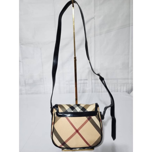 Authentic Burberry Nova Check Coated Canvas and Patent Leather Crossbody Bag - Picture 3 of 14